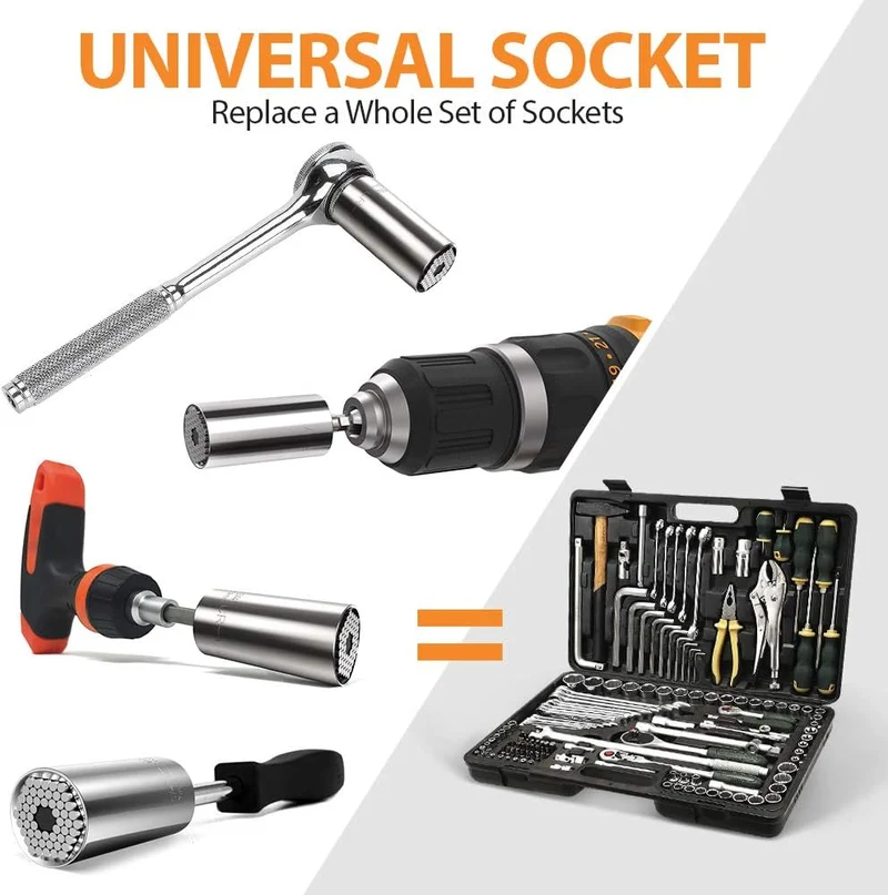 SocketUniversal - vervangt meer dan 100 maten moeren, bouten en schroeven