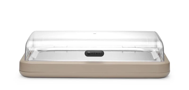 HENDI Kühldisplay UNIQ – designed by Robert Bronwasser – GN 1 / 1 – Beige – 593 × 389 × 147 mm – Rechteckig