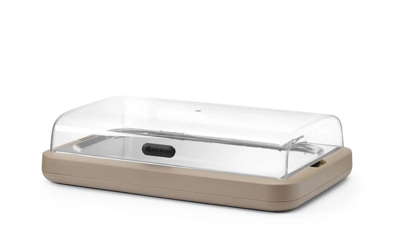 HENDI Kühldisplay UNIQ – designed by Robert Bronwasser – GN 1 / 1 – Beige – 593 × 389 × 147 mm – Rechteckig