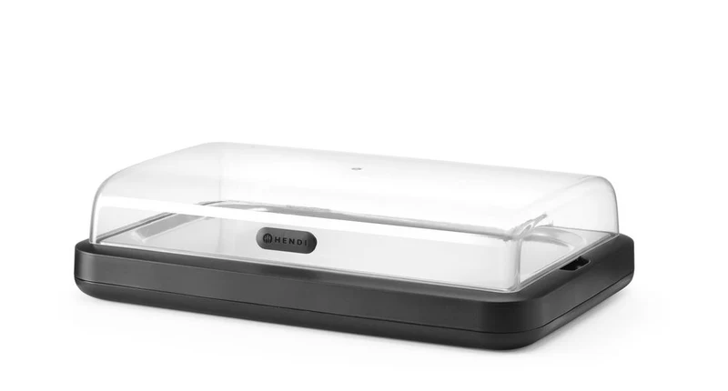 HENDI Kühldisplay UNIQ – designed by Robert Bronwasser – GN 1 / 1 – Schwarz – 593 × 389 × 147 mm – Rechteckig
