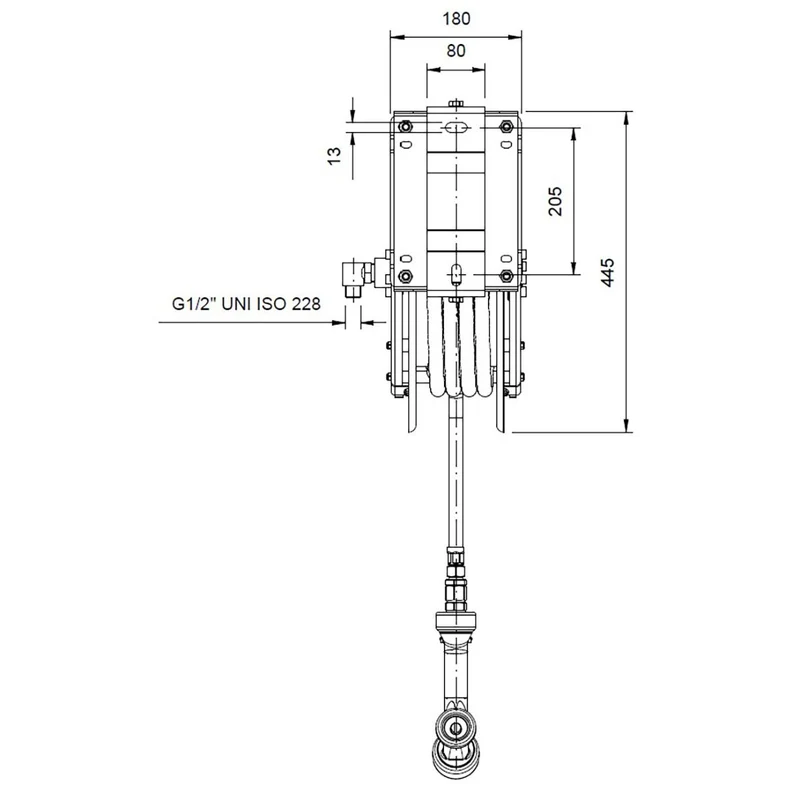 Vaiotec Schlauchaufroller Topline mit Brause 20M automatisch 180x700x445mm