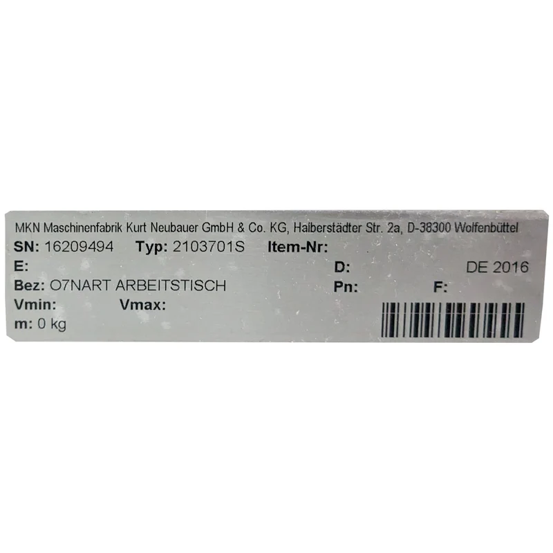 MKN Arbeitstisch 600 mm OPTIMA 700 gebraucht mit 6 Monaten Garantie