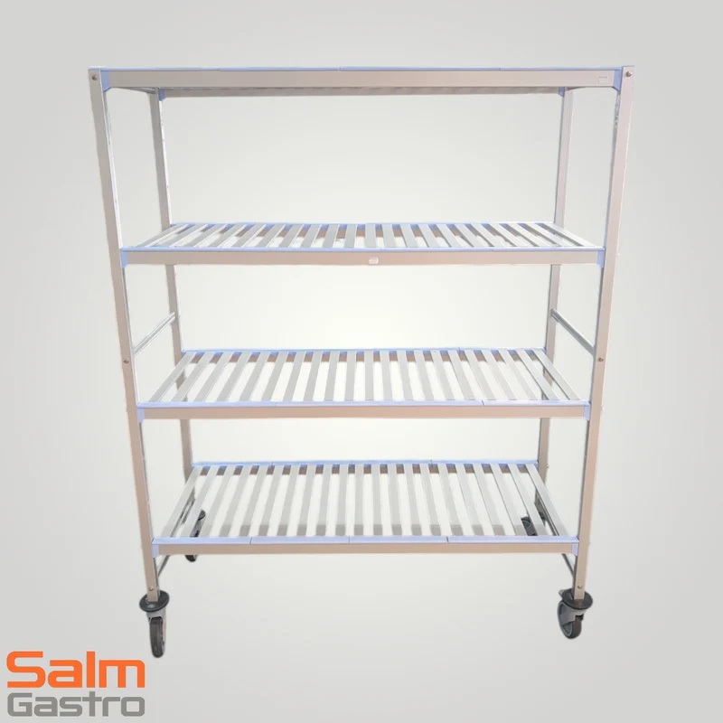Tournus Regalwagen ALU GN 1/1 mit 4 Rollen davon 2 Stopp