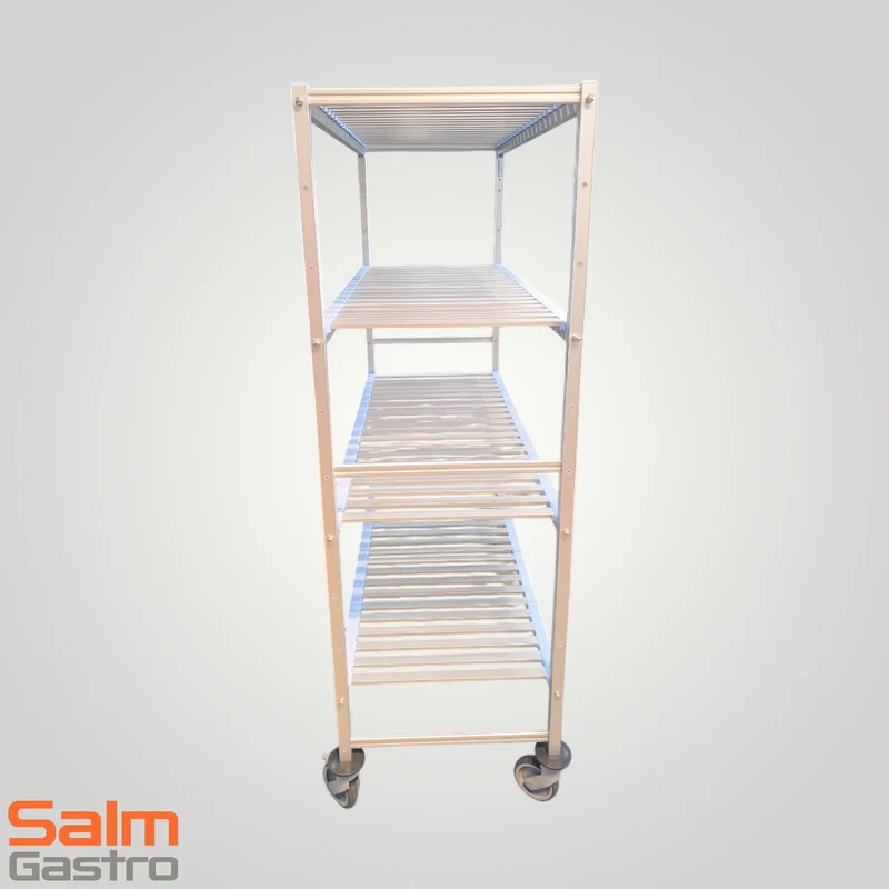 Tournus Regalwagen ALU GN 1/1 mit 4 Rollen davon 2 Stopp