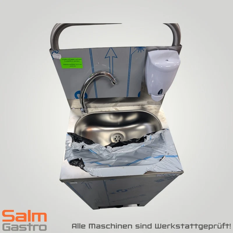 Tournus Handwaschbecken Warm- und Kaltwasser 230V freistehend und fahrbar CNS