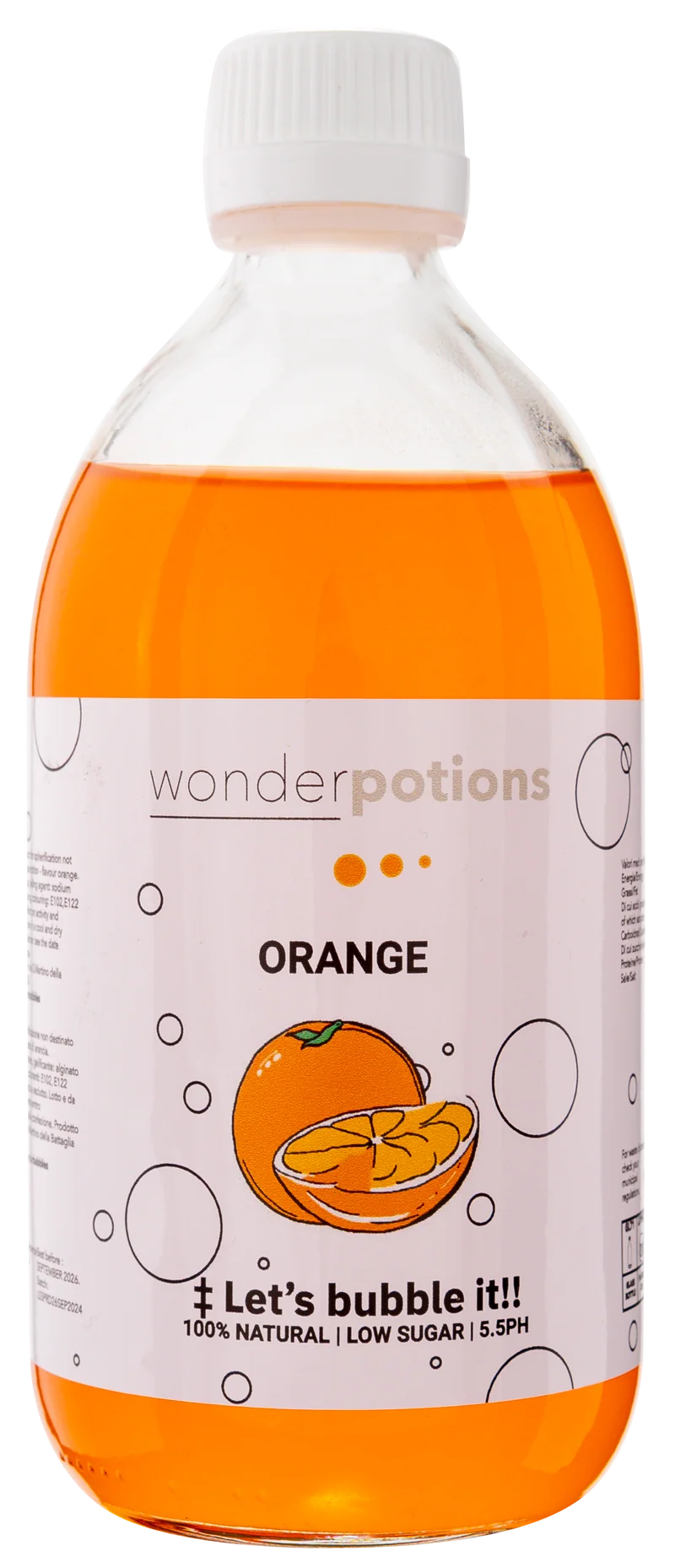 6x 500 ml Aroma Orange Wonderpotion für Wonder Bubbles Maschine Aromatisierte Flüssigkeit