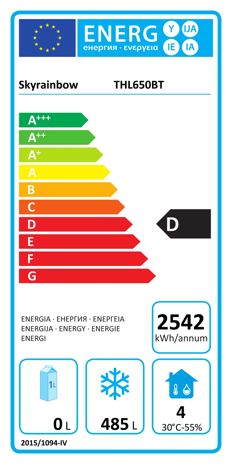 Skyrainbow Edelstahltiefkühlschrank, Inhalt 610 Liter, GN2/1