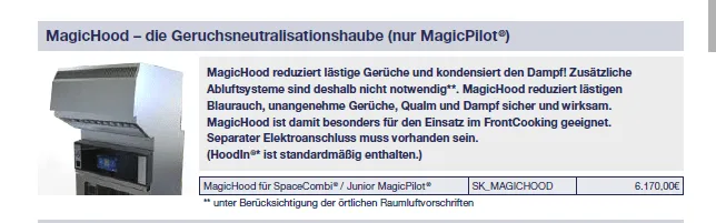 MKN MagicHood Haube für Kombidämpfer SpaceCombi 230V gebraucht SK_MAGICHOOD