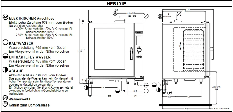 Hobart Kombidämpfer Combi 101 10x1/1GN Elektro mit Reinigungsystem HEJ101E