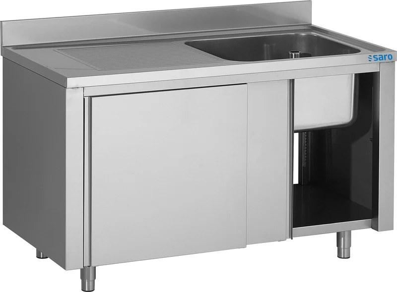 Saro Spülschrank mit Schiebetüren 1400mm, 1 Becken rechts