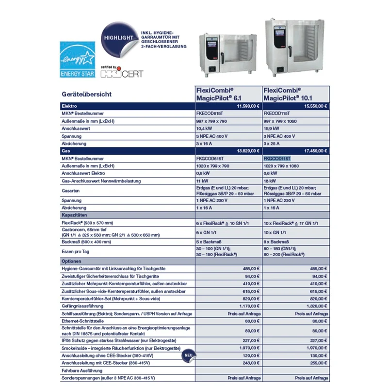 MKN FlexiCombi MagicPilot 10.1 Gas Türanschlag rechts Ausstellungsstück