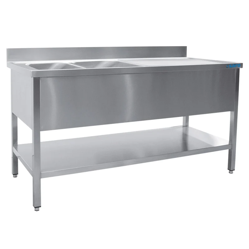 Saro Spültisch 2 Becken, links - B 1400 x T 600 mm