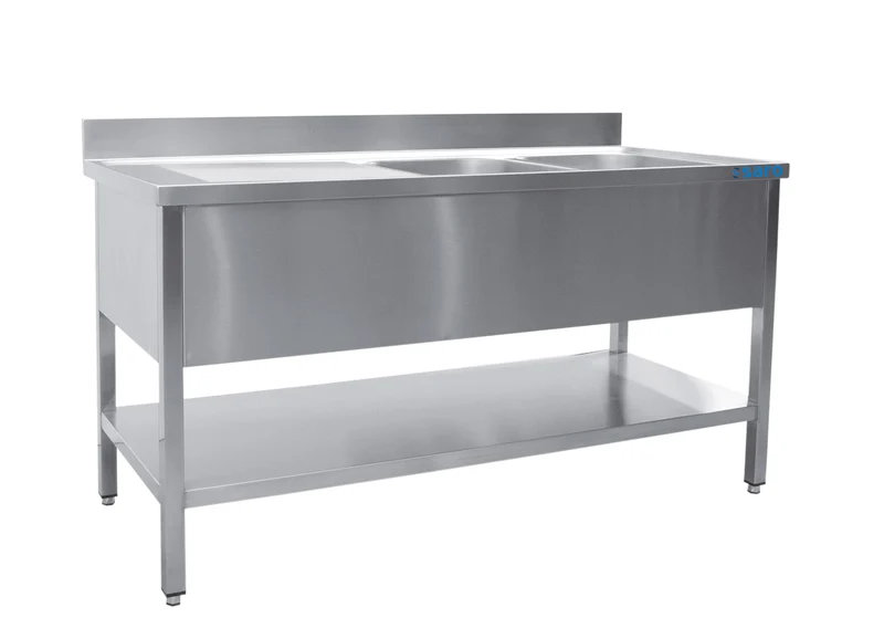 Saro Spültisch 2 Becken, rechts - B 1800 x T 600 mm