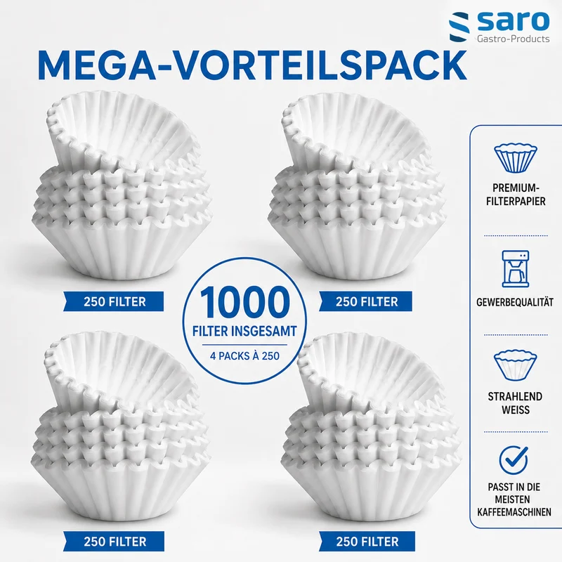 Saro Korbfilterpapier für Kaffeemaschinen, gebleicht