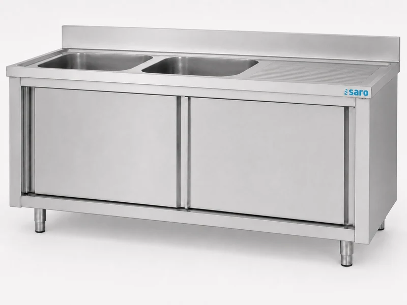 Saro Spülschrank mit Schiebetüren 2000mm, 2 Becken links
