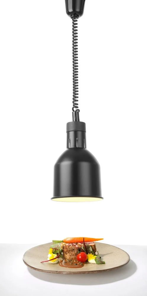 HENDI Höhenverstellbare Wärmelampe – zylinderförmig – Schwarz – 230 V / 375 W – Ø 175 × H 250 mm