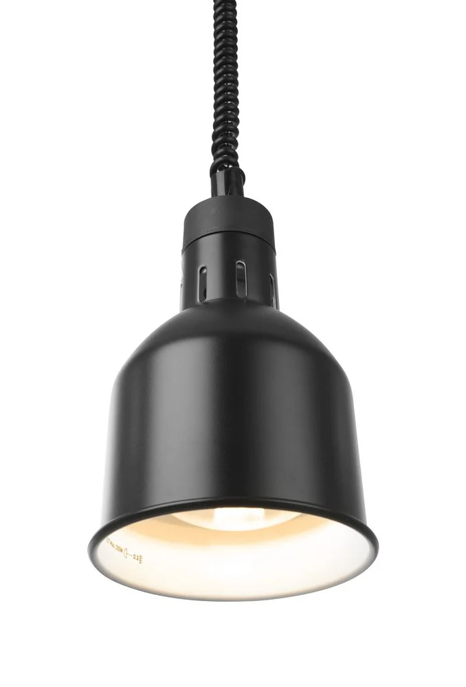 HENDI Höhenverstellbare Wärmelampe – zylinderförmig – Schwarz – 230 V / 375 W – Ø 175 × H 250 mm