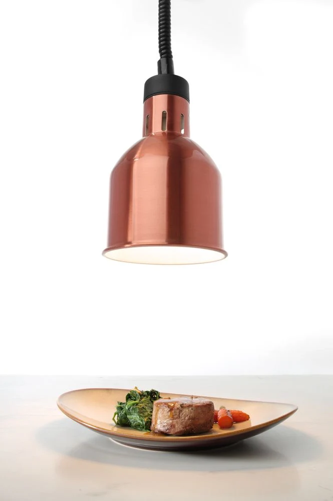 HENDI Höhenverstellbare Wärmelampe – zylinderförmig – Kupfer – 230 V / 375 W – Ø 175 × H 250 mm