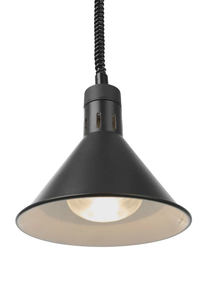 HENDI Höhenverstellbare Wärmelampe – konisch – Schwarz – 230 V / 375 W – Ø 275 × H 250 mm