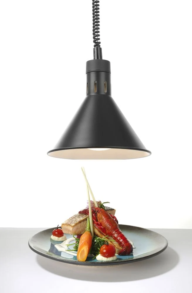 HENDI Höhenverstellbare Wärmelampe – konisch – Schwarz – 230 V / 375 W – Ø 275 × H 250 mm