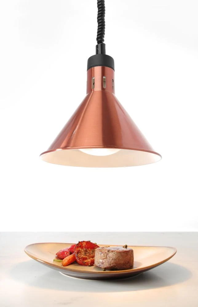 HENDI Höhenverstellbare Wärmelampe – konisch – Kupfer – 230 V / 375 W – Ø 275 × H 250 mm