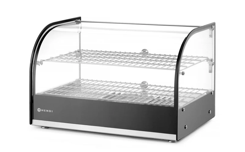 HENDI Warmhaltevitrine doppelt – doppelt – Schwarz – 230 V / 800 W – 554 × 376 × 376 mm