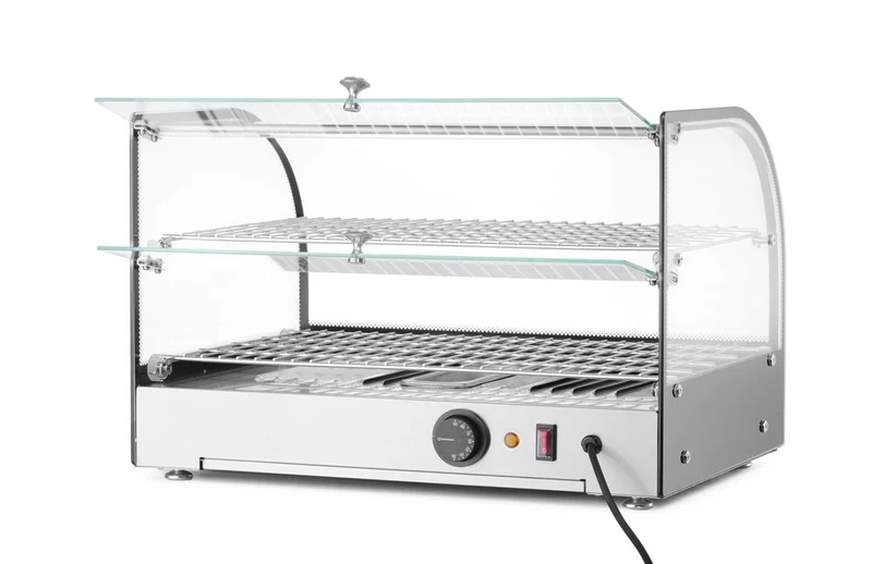 HENDI Warmhaltevitrine doppelt – doppelt – Schwarz – 230 V / 800 W – 554 × 376 × 376 mm