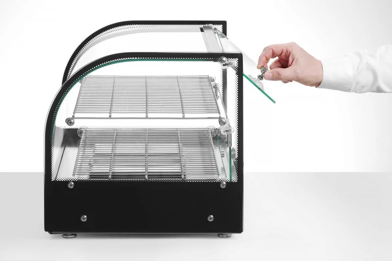 HENDI Warmhaltevitrine doppelt – doppelt – Schwarz – 230 V / 800 W – 554 × 376 × 376 mm