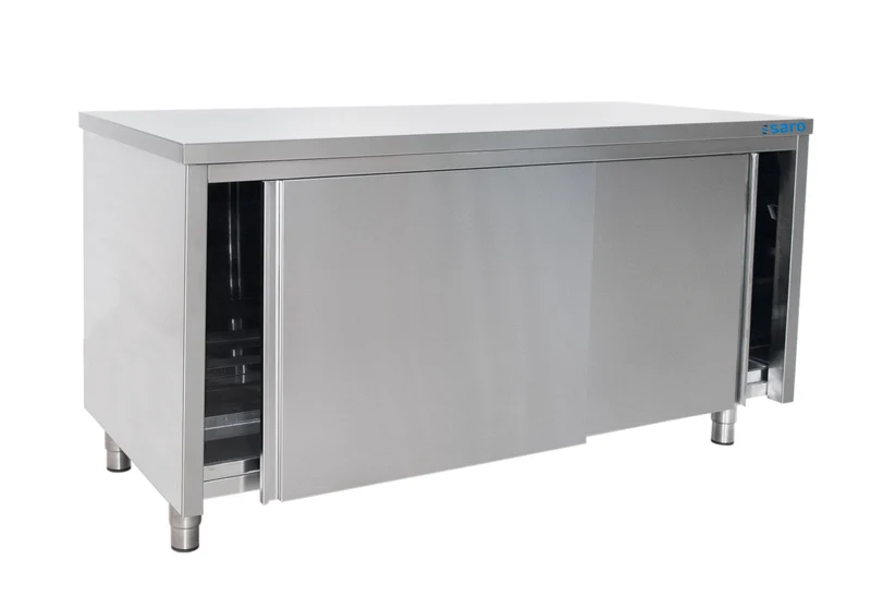 Saro Edelstahlschrank Schiebetür - 600 mm Tiefe, Breite 1400mm