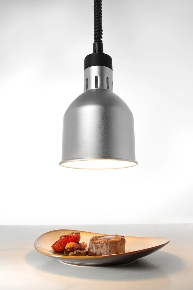 HENDI Höhenverstellbare Wärmelampe – zylinderförmig – Silber – 230 V / 375 W – Ø 175 × H 250 mm