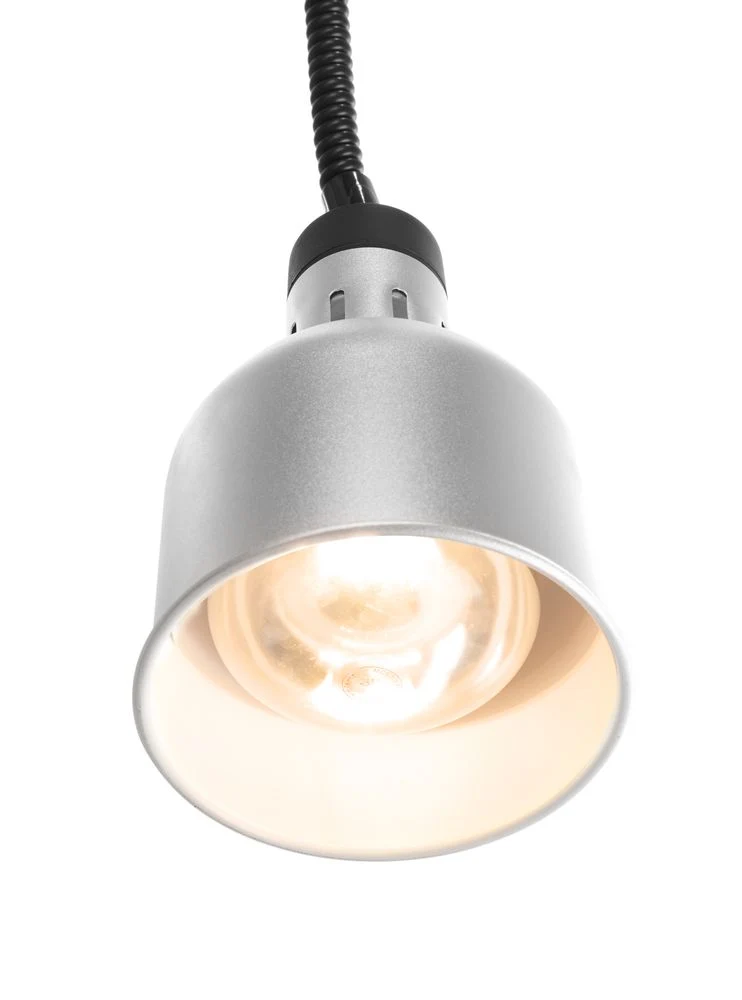 HENDI Höhenverstellbare Wärmelampe – zylinderförmig – Silber – 230 V / 375 W – Ø 175 × H 250 mm