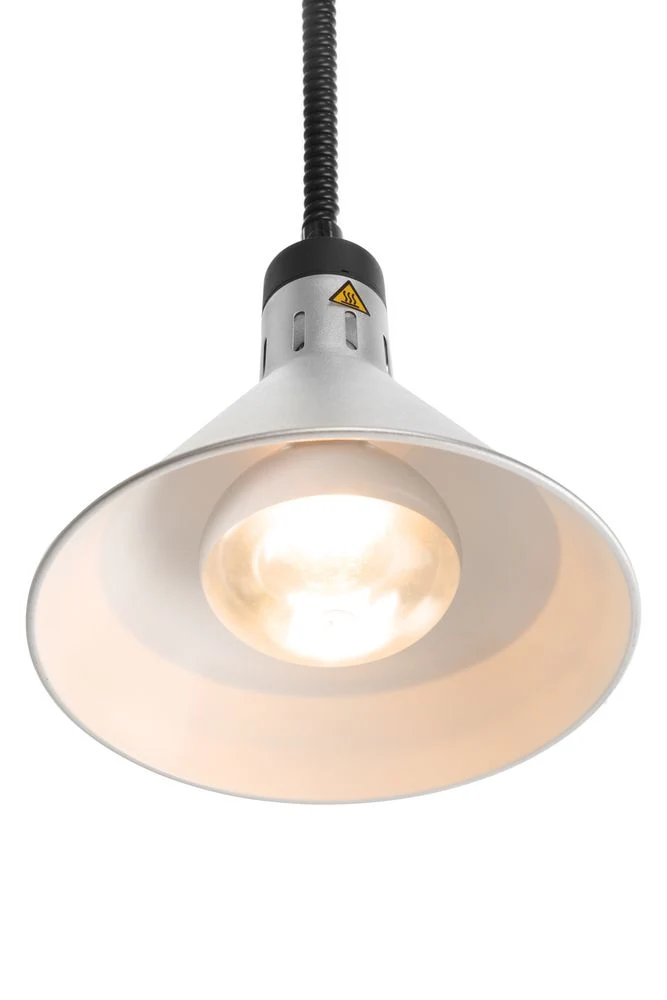 HENDI Höhenverstellbare Wärmelampe – konisch – Silber – 230 V / 375 W – Ø 275 × H 250 mm
