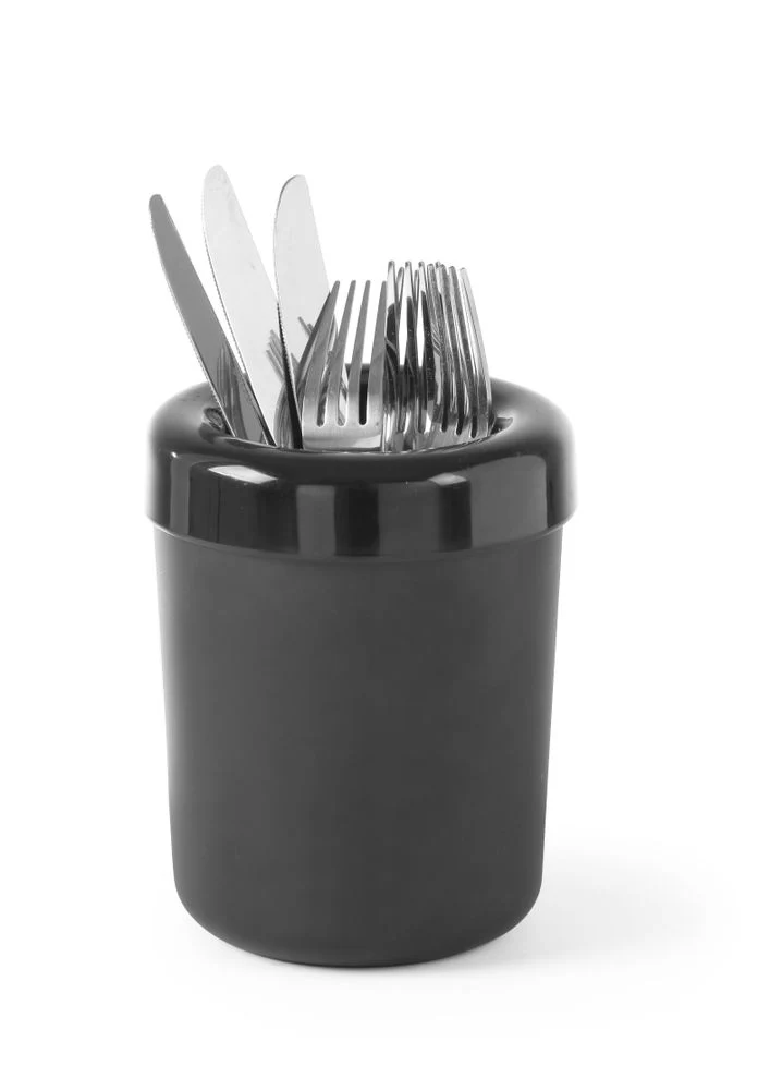 HENDI Tischabfalleimer oder Besteckhalter – Schwarz – Ø 130 × H 160 mm