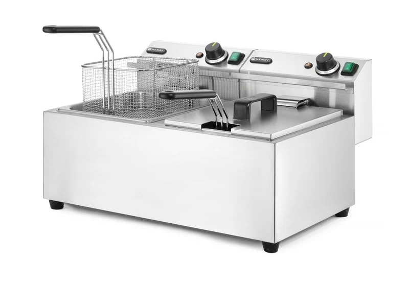HENDI Fritteuse Profi Line – 2×8 l – Profi Line – 16 l – 230 V / 7000 W – 605 × 460 × 369 mm