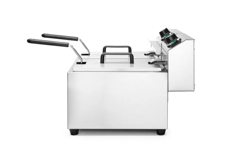 HENDI Fritteuse Profi Line – 2×8 l – Profi Line – 16 l – 230 V / 7000 W – 605 × 460 × 369 mm