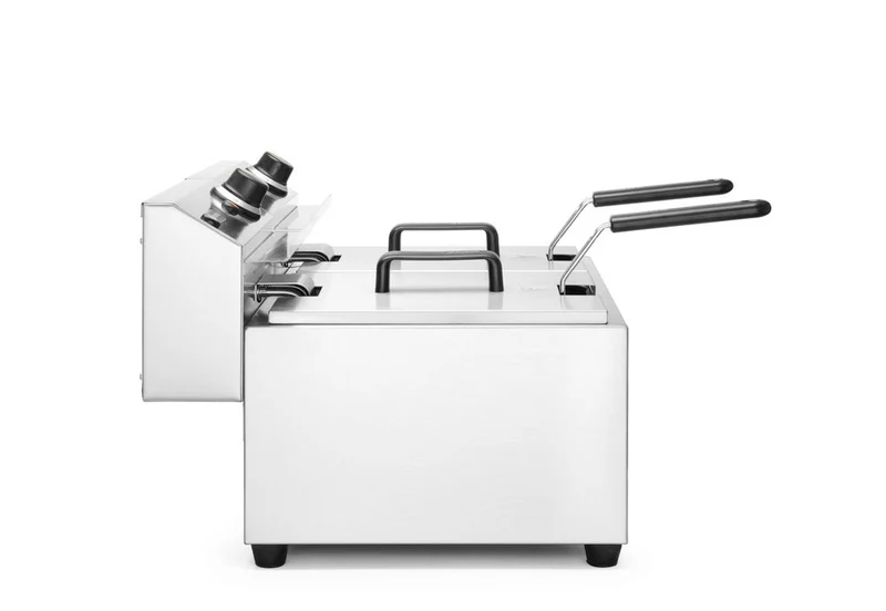 HENDI Fritteuse Profi Line – 2×8 l – Profi Line – 16 l – 230 V / 7000 W – 605 × 460 × 369 mm