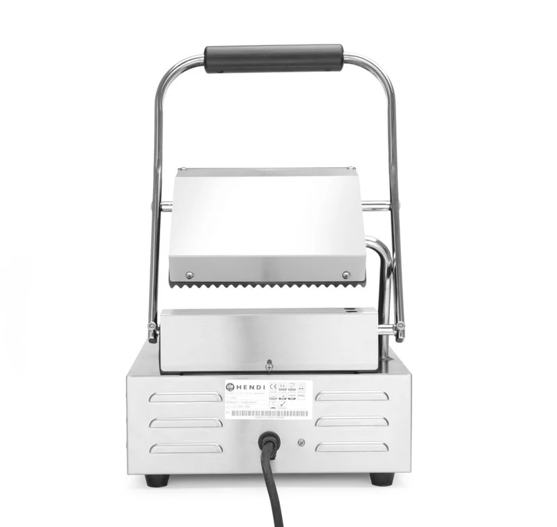HENDI Kontaktgrill - Einzelversion – oben und unten gerillt – 230 V / 1800 W – 310 × 375 × 216 mm