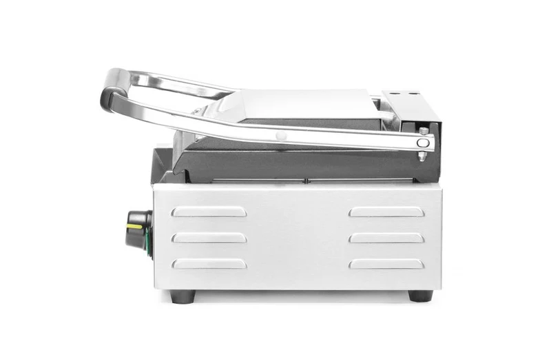 HENDI Kontaktgrill - Einzelversion – oben gerillt – unten glatt – 230 V / 1800 W – 310 × 375 × 216 mm