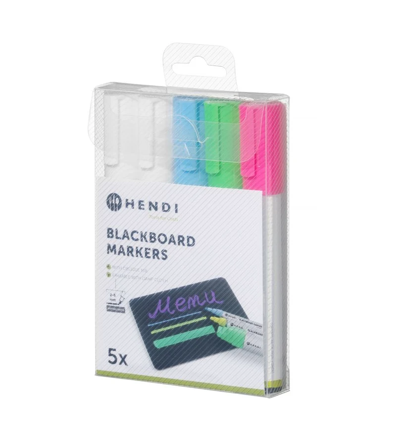 HENDI Kreidemarker 6 mm – 1x pink – 1x grün – 1x blau – 2x weiß
