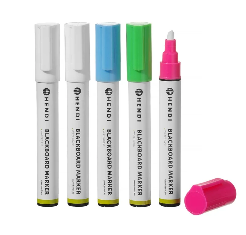 HENDI Kreidemarker 6 mm – 1x pink – 1x grün – 1x blau – 2x weiß