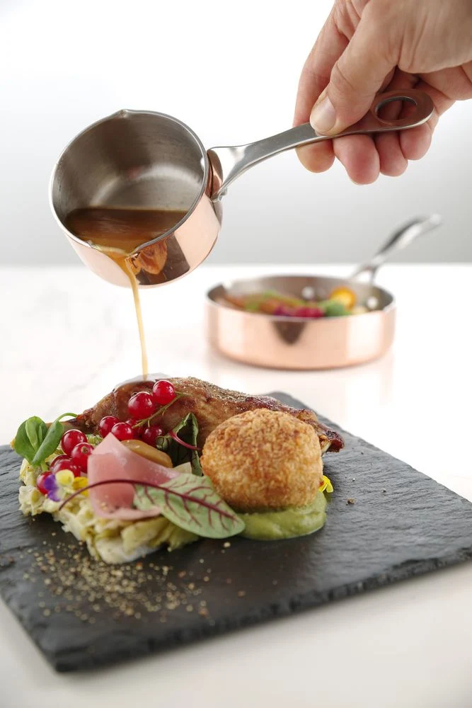 HENDI Miniatur-Kasserolle mit Ausgießer – 0,16 l – Ø 75 × H 40 mm