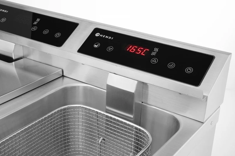 HENDI Induktionsfritteuse - mit Ablasshahn 2 × 8 l – Profi Line – 16 l – 230 V / 7000 W – 577 × 609 × 410 mm