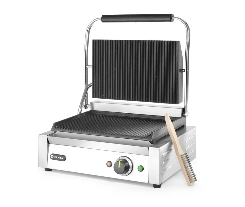HENDI Kontaktgrill Panini – Silber – 220-240 V / 2200 W – 430 × 375 × 216 mm