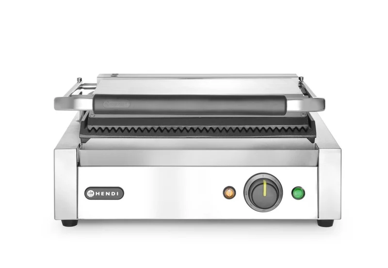 HENDI Kontaktgrill Panini – Silber – 220-240 V / 2200 W – 430 × 375 × 216 mm