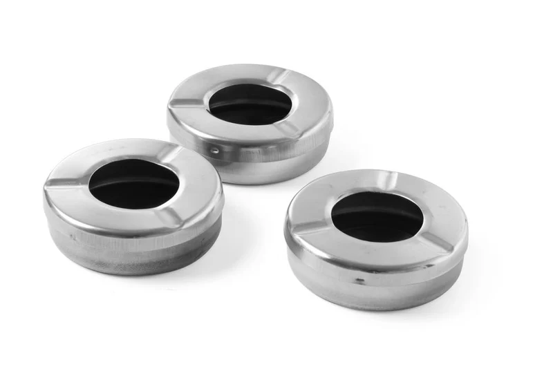 HENDI Aschenbecher mit Deckel – Ø 90 × H 28 mm – 3 Stück