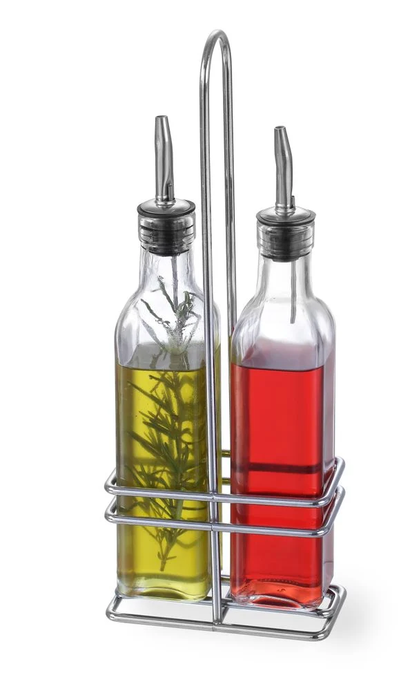 HENDI Menage Essig und Öl – 2 × 0,237 l – 0,47 l – 115 × 60 × 325 mm