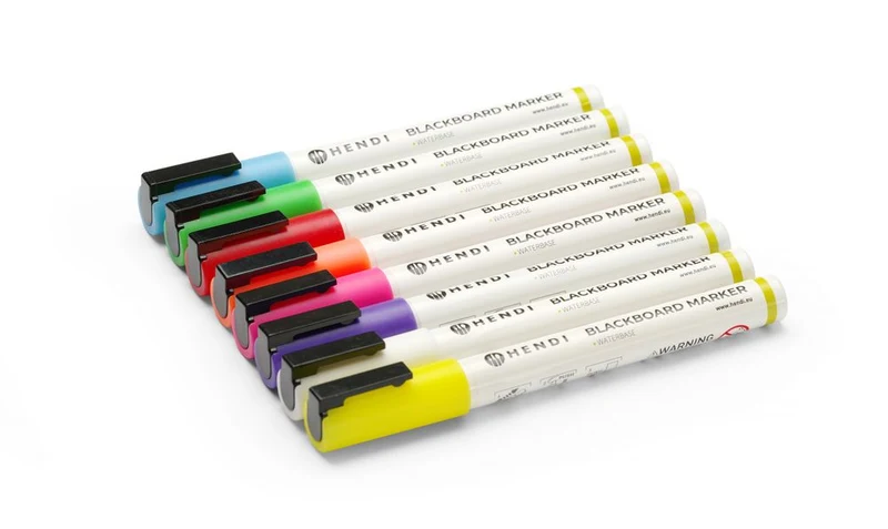 HENDI Kreidemarker 3 mm – Marker 1x weiß – 1x rot – 1x blau – 1x grün – 1x gelb – 1x violett – 1x orange und 1x pink