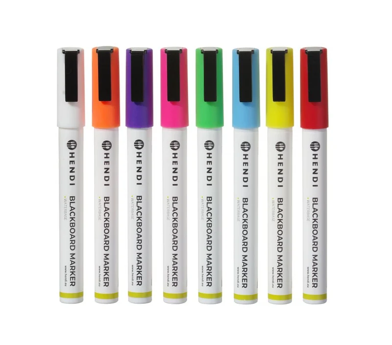 HENDI Kreidemarker 3 mm – Marker 1x weiß – 1x rot – 1x blau – 1x grün – 1x gelb – 1x violett – 1x orange und 1x pink