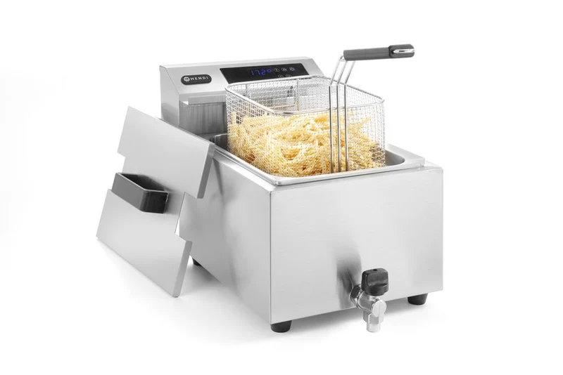 HENDI Friteuse Profi Line digital - mit Ablasshahn - 8 l – Profi Line – 8 l – 230 V / 3500 W – 305 × 515 × 345 mm