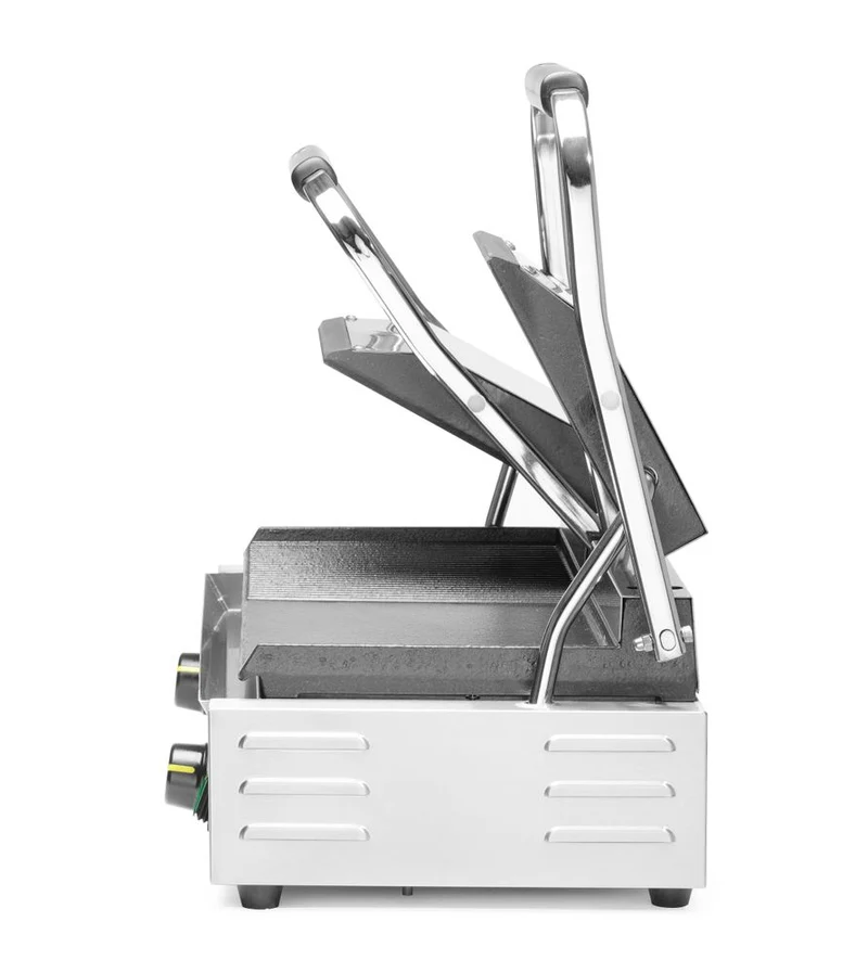 HENDI Kontaktgrill - Doppelversion – halb glatt – halb gerillt – 230 V / 3600 W – 570 × 375 × 216 mm